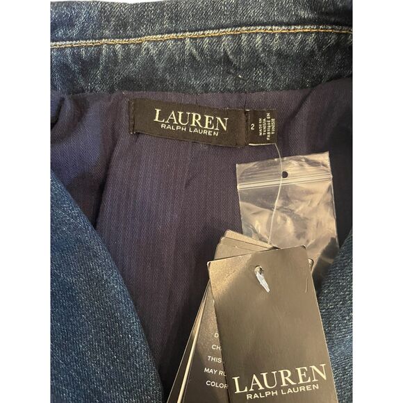 Lauren Ralph Lauren Womens Embellished Denim Jean Jacket 2 Medium Wash Feminine - Picture 7 of 16